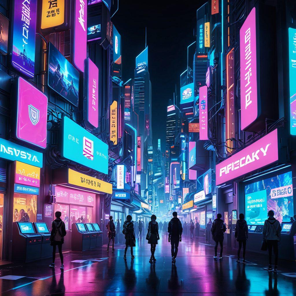 A digital landscape featuring a futuristic city where colorful adult anime characters are interacting with secure e-commerce platforms. The scene includes high-tech visuals like locked vaults and shields to symbolize safety, while incorporating vibrant neon lights and anime-inspired aesthetics. Soft pastel backgrounds to balance the vibrant colors and create a welcoming atmosphere. The overall vibe should be playful yet secure, emphasizing the theme of safe transactions. cyberpunk. vibrant colors. 3D.